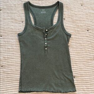 Aerie Henley Tank in Olive